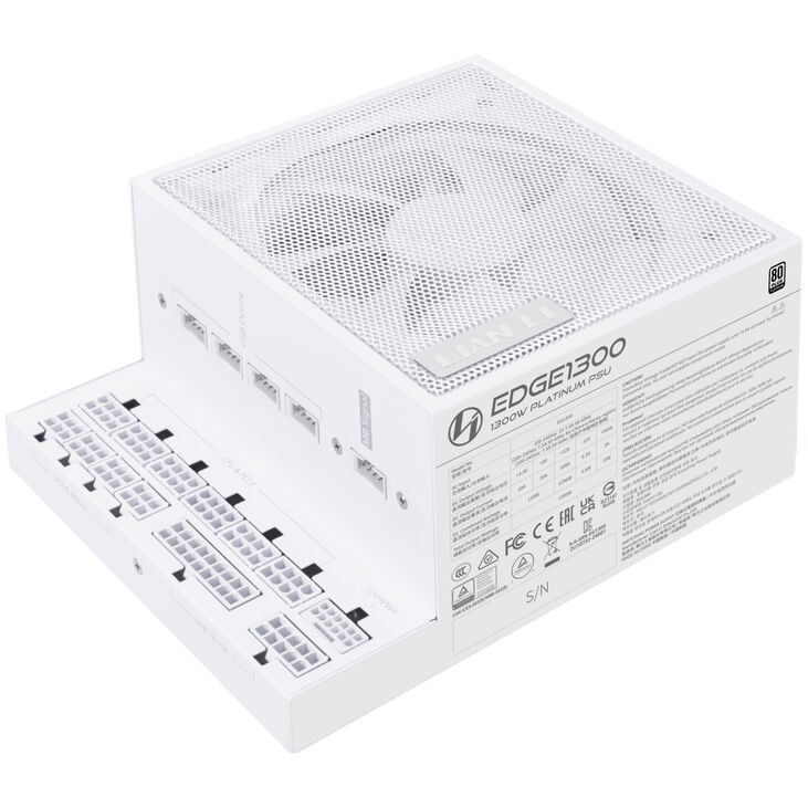 Lian Li EDGE EG1300 80 PLUS Platinum Power Supply, PCIe 5.1, ATX 3.1 - 1300 Watts, White image number 2