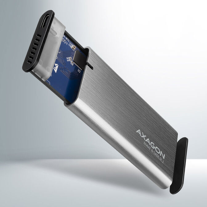 AXAGON EEM2-SG2 RAW BOX externes Geh&auml;use f&uuml;r M.2 SSDs USB-C 3.2 Gen 2 - silber image number 3