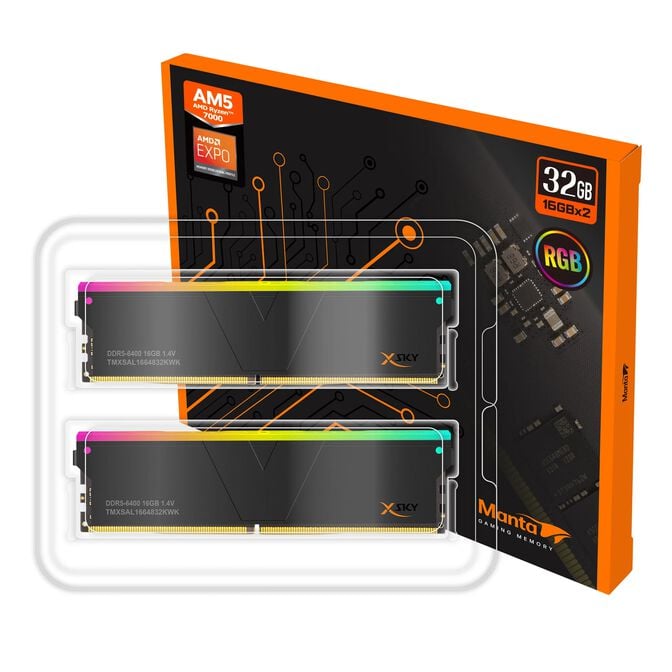 V-Color Manta XSky RGB DDR5-6000 RAM, CL28, EXPO - 32 GB Dual Kit, black image number 0