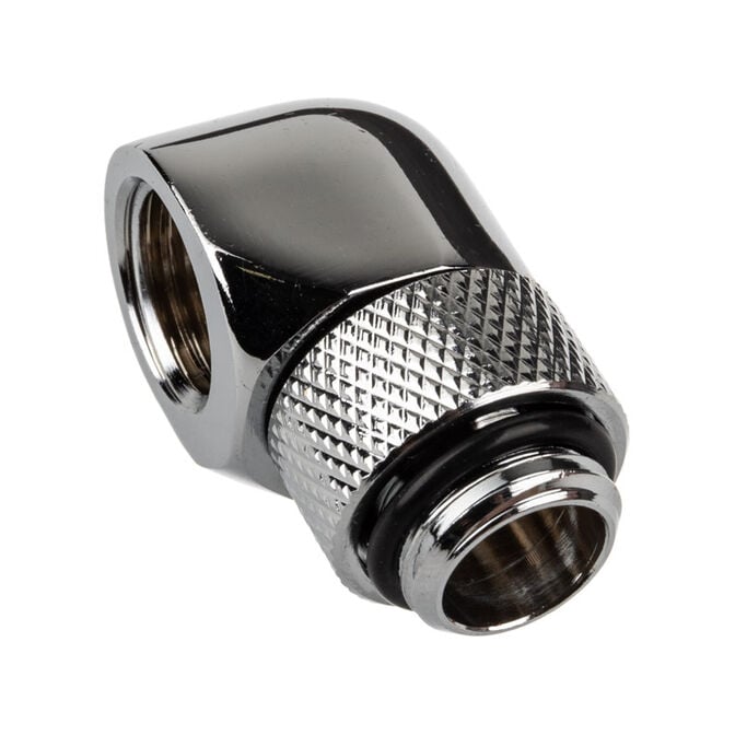 Alphacool Eiszapfen Adapter 90 Degree G1/4 Inch Male to G1/4 Inch Female - Rotatable, Chrome Silver image number 1