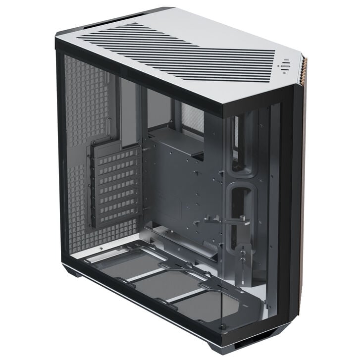 APNX V1 PC Case, Mid Tower, ATX, Tempered Glass – Wood, Black/White image number 2