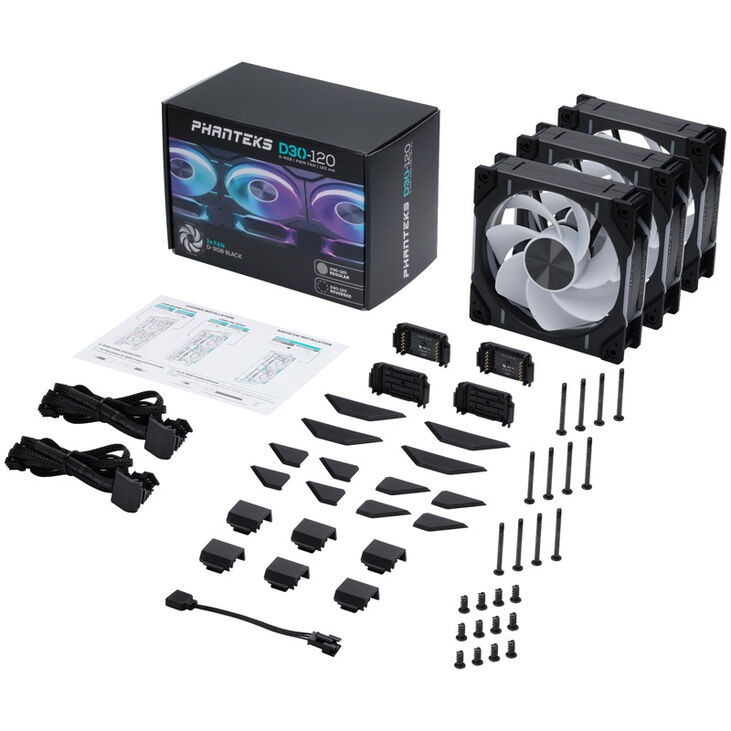 PHANTEKS D30 PWM Reverse Airflow D-RGB Lüfter, 3er Pack - 120mm, schwarz image number 9