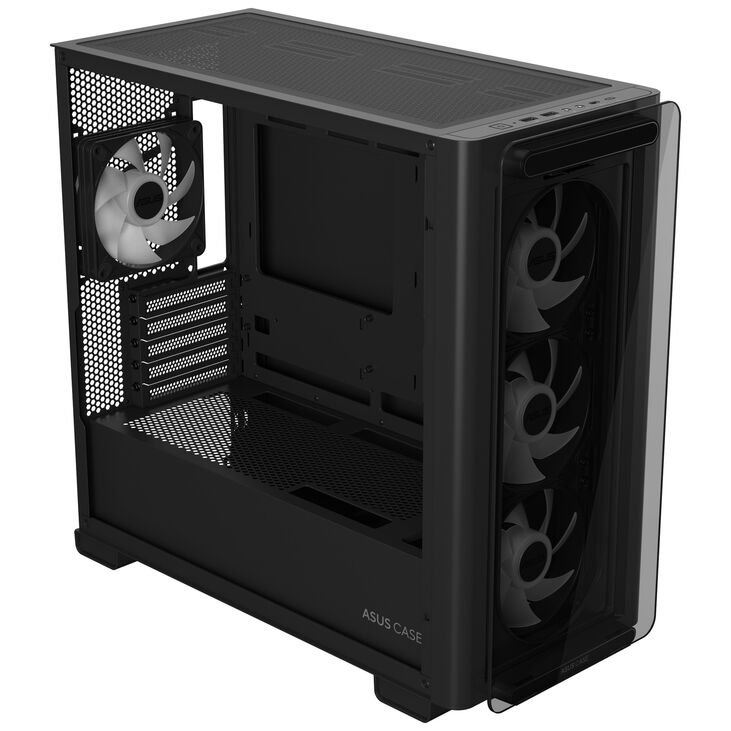 ASUS A23 PLUS case, Mini-Tower, Micro-ATX, RGB, Tempered Glass - black image number 5