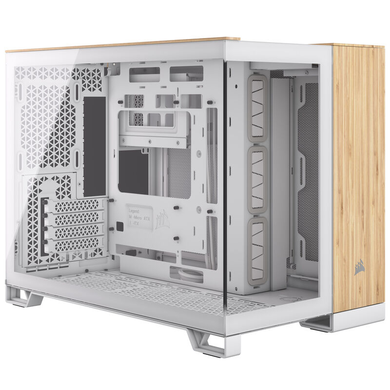 Corsair 2500X Micro-ATX Gehäuse, Tempered Glass - weiß, bambusholz