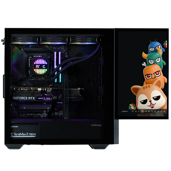 Zalman Z10 DS PC-Gehäuse, Midi-Tower, ATX, RGB, Tempered Glass - schwarz, mit LCD-Display image number 9