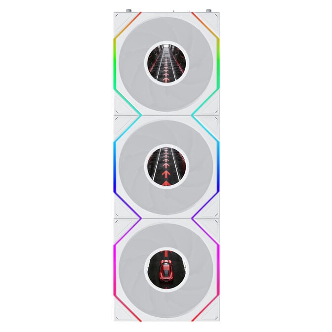 Lian Li UNI FAN TL LCD FLEX Wireless Fan, ARGB and LCD - Reverse Blade 120mm, white, 3-pack with controller image number 1