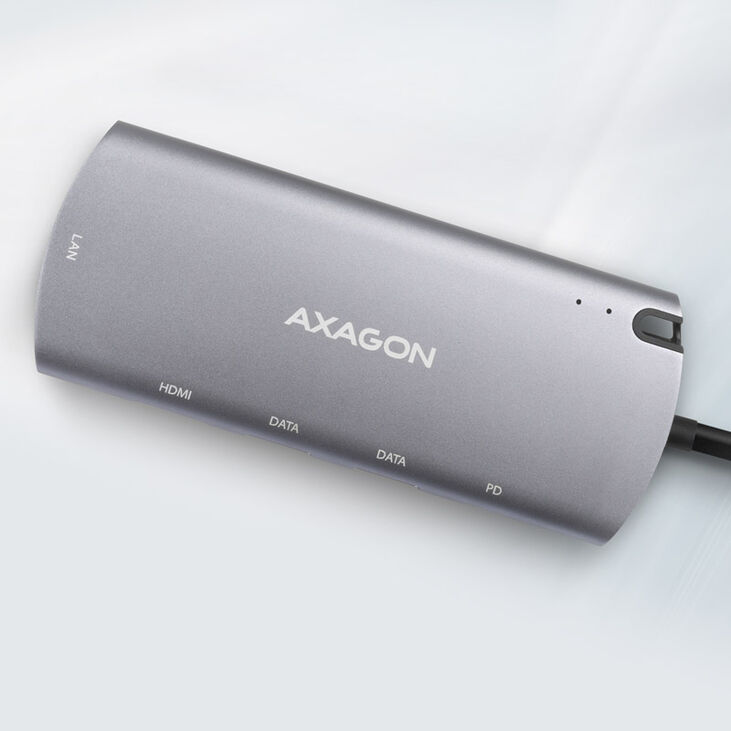AXAGON HMC-6M2 Multiport-Hub, USB 3.0, M.2-SATA, HDMI, Gbit-LAN, 2x USB-A, 1x USB-C image number 2