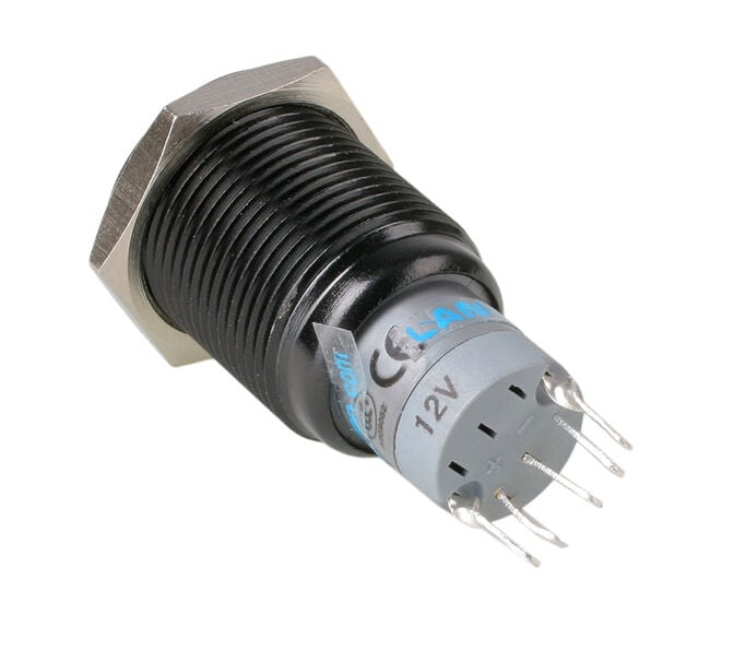 Lamptron Vandal Resistant Switch 16mm - Blackline - blue image number 1