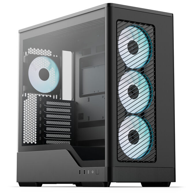 Aerocool D520A PC-Geh&auml;use, Midi-Tower, ATX, Tempered Glass, RGB - schwarz image number 0
