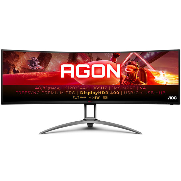 AOC AGON AG493UCX2, 48.8 inch Curved Gaming Monitor, 165 Hz, VA, G-SYNC Compatible image number 2