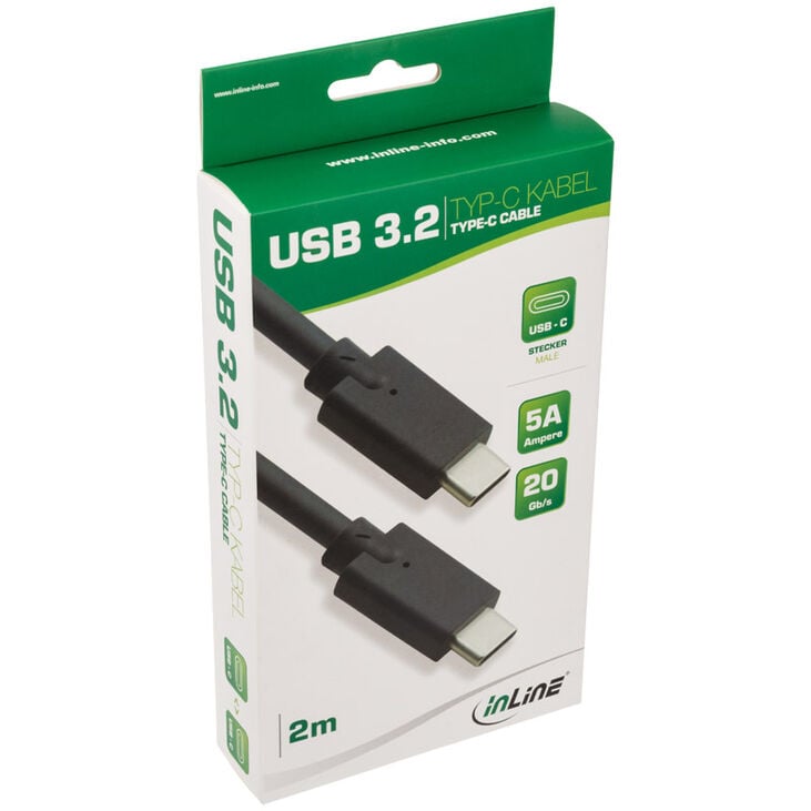 InLine USB 3.2 Gen.2 Kabel, USB Typ-C Stecker/Stecker, schwarz - 2m image number 2