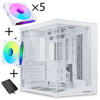 Lian Li O11 Dynamic Mini V2 - White - 5x UNI FAN SL-INF 120 ARGB Reverse Blade PWM Fans - 120mm + 1x Standard PWM Fan - 120mm