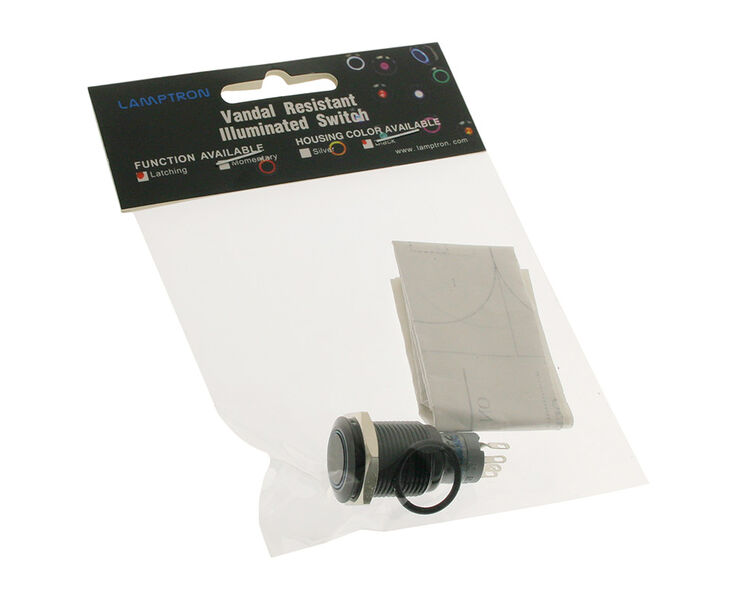 Lamptron Vandal Resistant Switch 16mm - Blackline - blue image number 2
