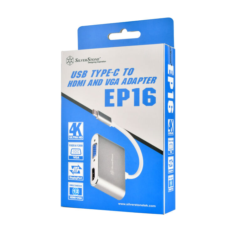 SilverStone SST-EP16C - USB Type-C auf VGA & HDMI Adapter image number 7
