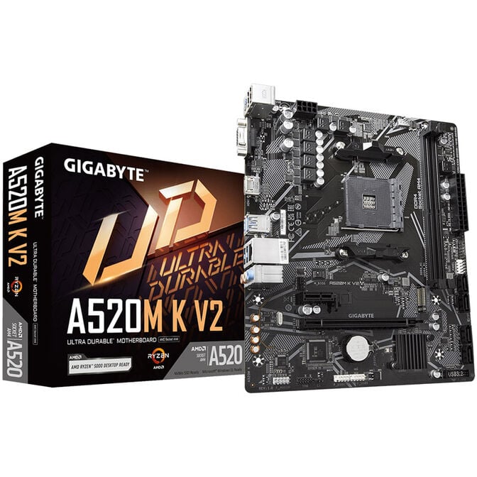 GIGABYTE A520M K V2 Mainboard, Sockel AM4, AMD A520, Micro-ATX, DDR4 image number 0