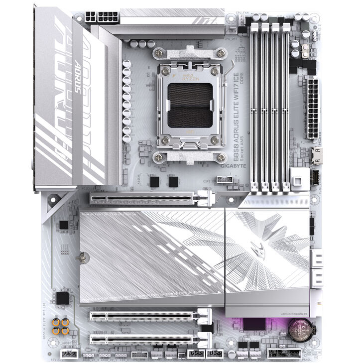 GIGABYTE B850 Aorus Elite WiFi 7 ICE Mainboard, Sockel AM5 (LGA 1718), AMD B850, ATX, DDR5 image number 2