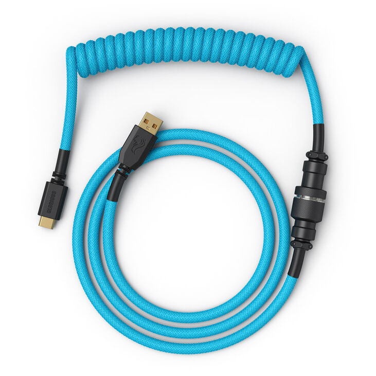 Glorious Coiled Cable Electric Blue, USB-C auf USB-A Spiralkabel - 1,37m, himmelblau image number 1
