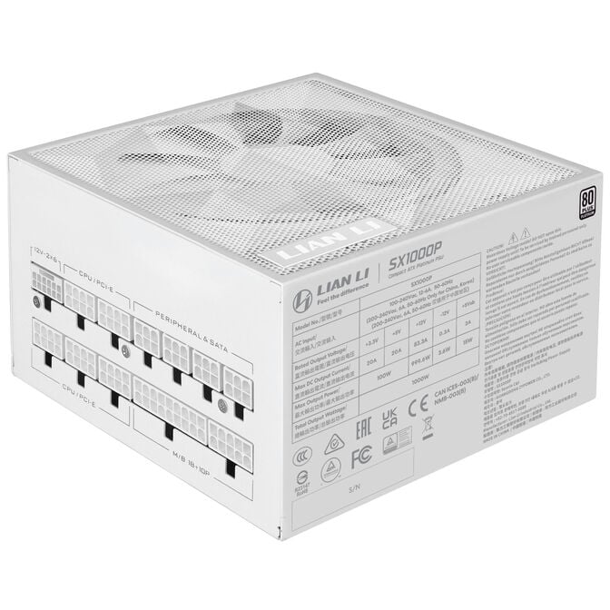 Lian Li SX Series 80 PLUS Platinum Netzteil, vollmodular, PCIe 5.1, ATX 3.1 - 1.000 Watt, wei&szlig; image number 2