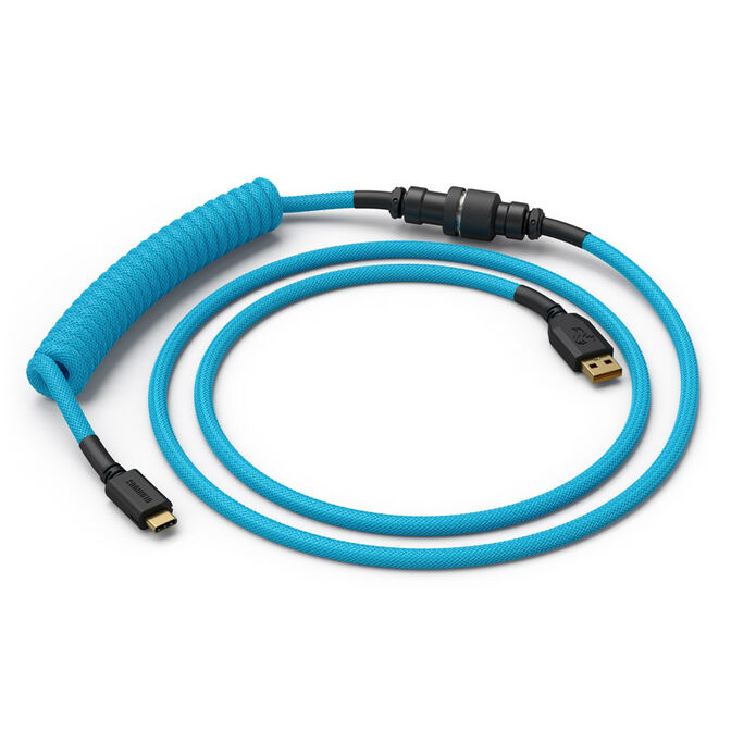 Glorious Coiled Cable Electric Blue, USB-C auf USB-A Spiralkabel - 1,37m, himmelblau image number 0