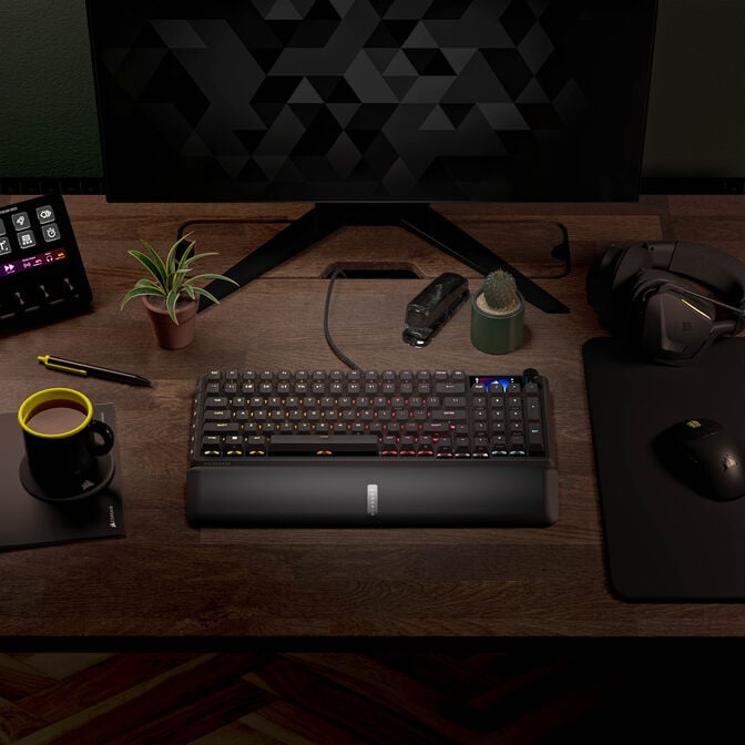 Corsair Vanguard 96 Wireless Gaming Keyboard, Mechanical, RGB, LCD Display, DE Layout - Black image number 10