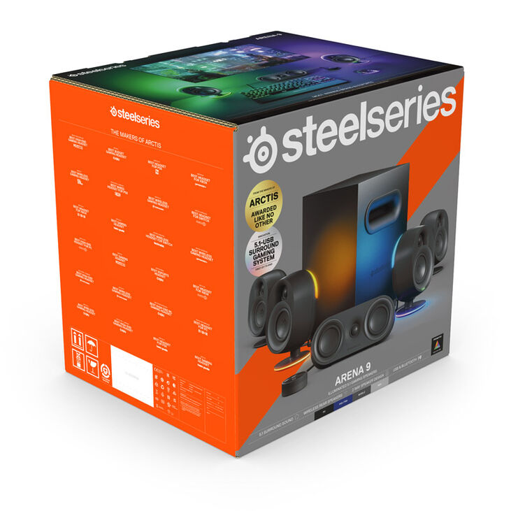 SteelSeries Arena 9 Gaming Speakers, Surround Sound, RGB Lighting - Black image number 8
