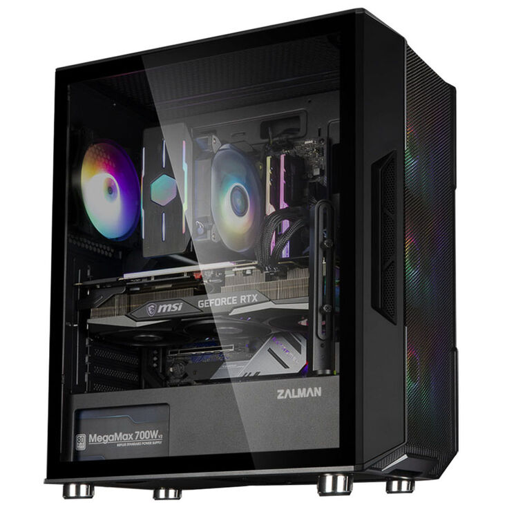 Zalman i3 Neo PC Case, Mid Tower, ATX, RGB, Tempered Glass - black image number 3