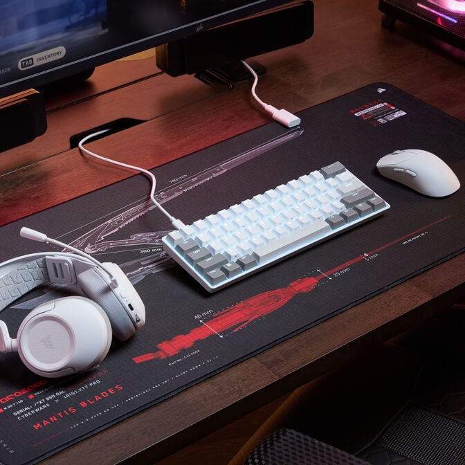 Corsair CLIPPER PRO MINI 60 Hall Effect Gaming Keyboard, Backlit RGB LED, CORSAIR MGX Core, WHT , PBT DS Keycaps image number 10