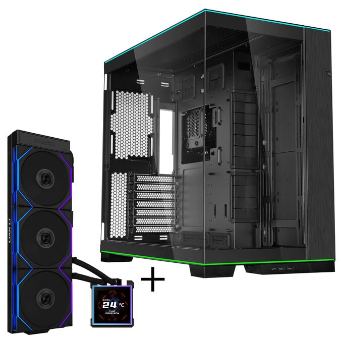 Lian Li O11 Dynamic EVO RGB PC Case Bundle + HydroShift II LCD-S 360TL AiO - Black image number 0