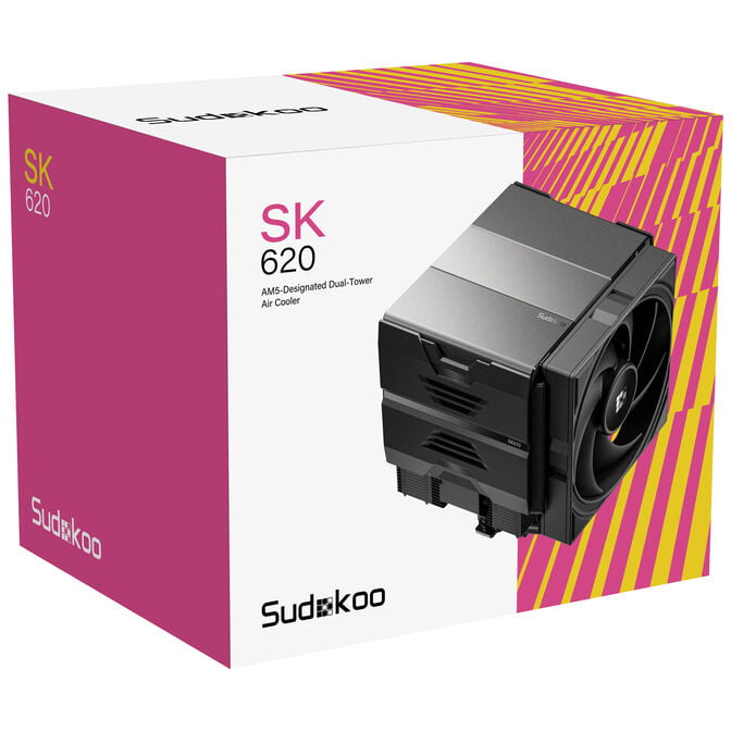Sudokoo SK620 CPU Cooler, Dual Tower - 2x 120mm, black image number 8