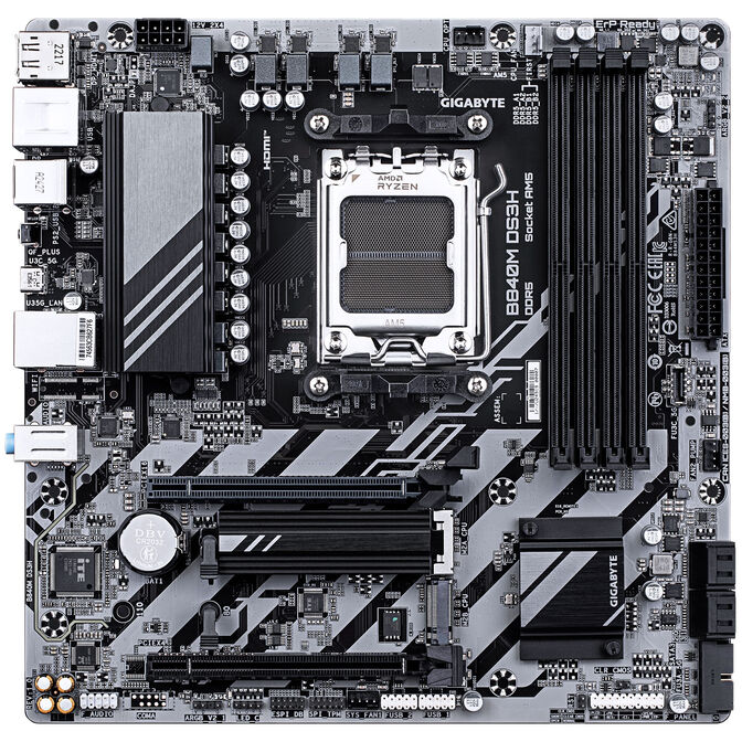 GIGABYTE B840M DS3H motherboard, Socket AM5, AMD B840, Micro-ATX, DDR5 image number 2