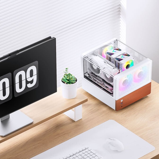 Jonsbo V12 PC Case, Mini Tower, Micro-ATX - White image number 1