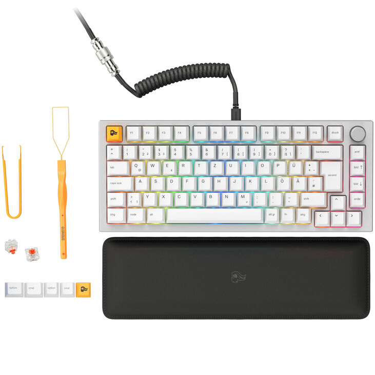 Glorious GMMK Pro Gaming Tastatur, Hot-Swap, RGB - Glorious Fox Switch, ISO (DE), weiß, Pre-built image number 1
