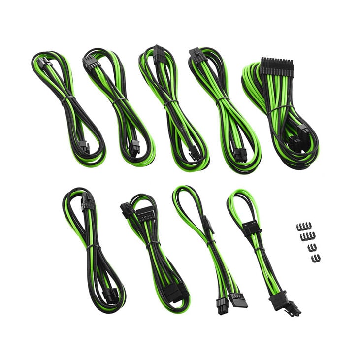 CableMod C-Series PRO ModMesh Cable Kit für RMi/RMx/RM (Black Label) - schwarz/hellgrün image number 1