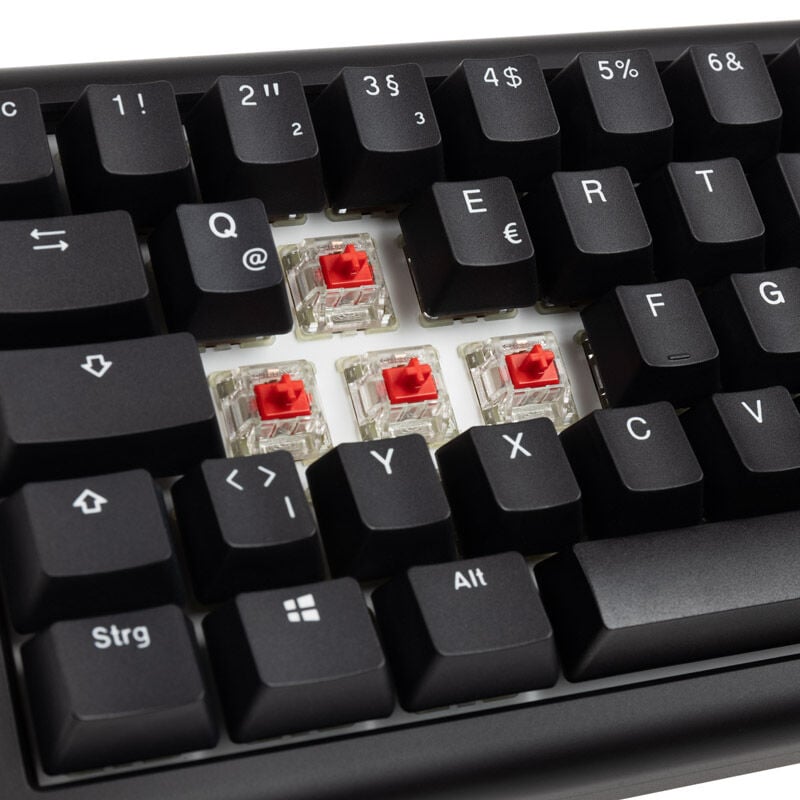Ducky Tinker 75 Gaming-Tastatur – Mit Cherry MX Red Switches, RGB-Beleuchtung, ISO-DE Layout, Hot-swappable