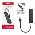 AXAGON HUE-C1A Superspeed USB-A Travel Hub, 4x USB 3.0 - 20cm, schwarz image number null