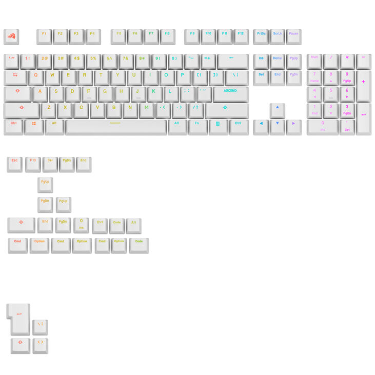 Glorious GPBT Backlit Keycaps, ANSI Layout (US), PBT, Dye-Sub - White image number 0