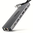 AXAGON HMC-7HX2 USB Hub, 2x USB-A, 1x USB-C, 2x HDMI 2.0, 1x RJ45, 100W PD &ndash; silver image number null