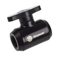 Bitspower Absperrhahn 2x IG 1/4 Zoll, schwarzer Griff - matt black