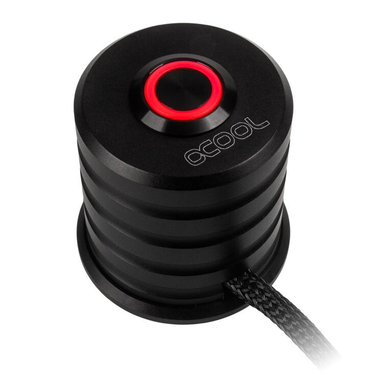 Alphacool Powerbutton with button 19mm red illuminated - Deep Black image number 1
