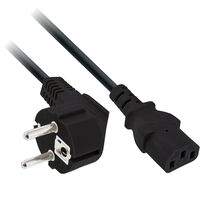InLine Netzkabel, angewinkelter Schuko-Stecker auf C13-Kaltger&auml;testecker - schwarz