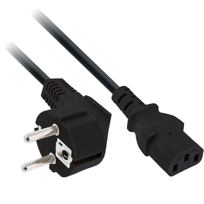 InLine power cable, angled Schuko plug to C13-connector - black image number 0