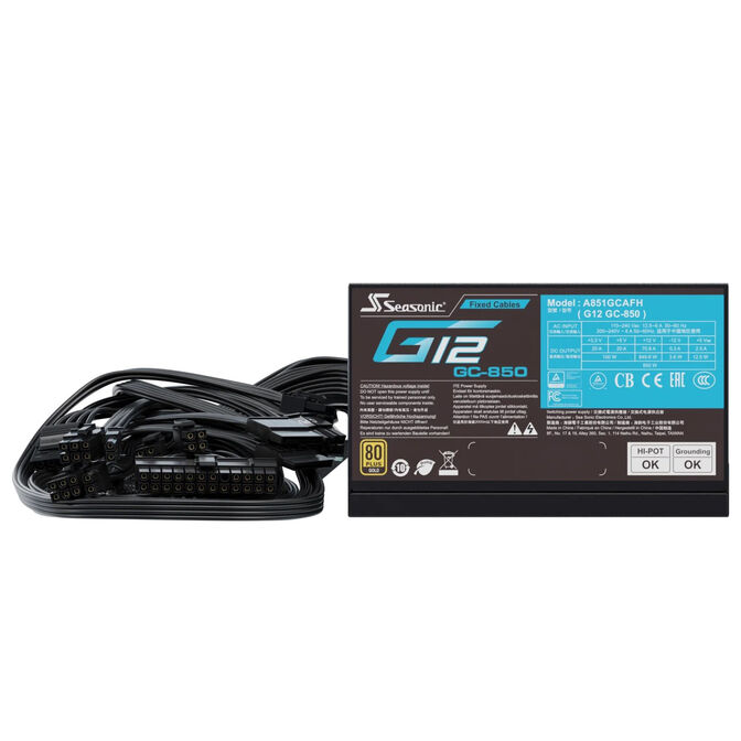 Seasonic G12 GC 80 PLUS Gold Netzteil - 850 Watt, schwarz image number 5
