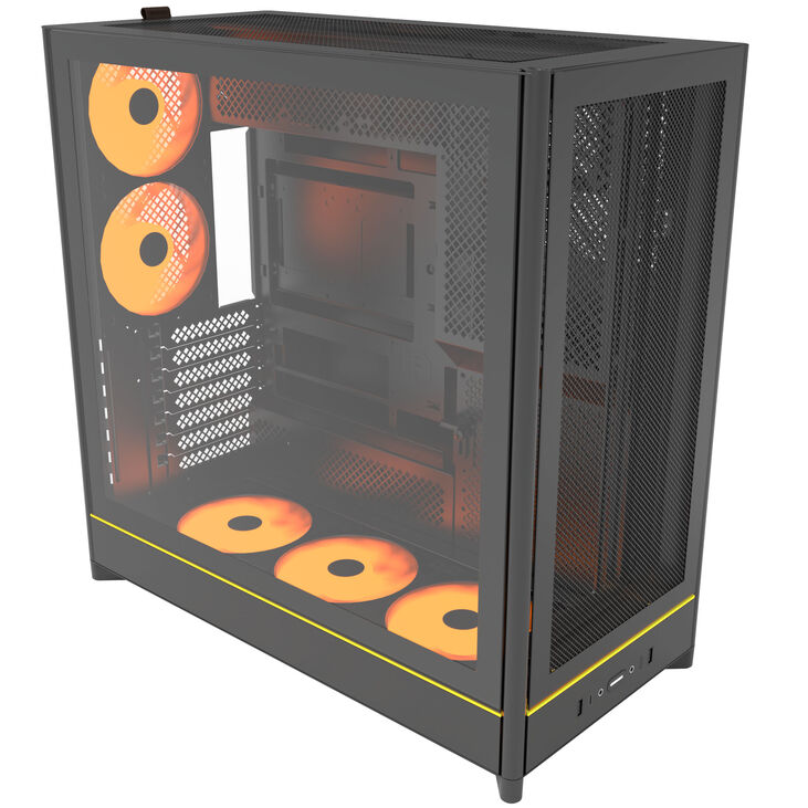 Montech HS01 PRO PC-Gehäuse, Midi-Tower, ATX, aRGB, Tempered Glass - schwarz image number 1