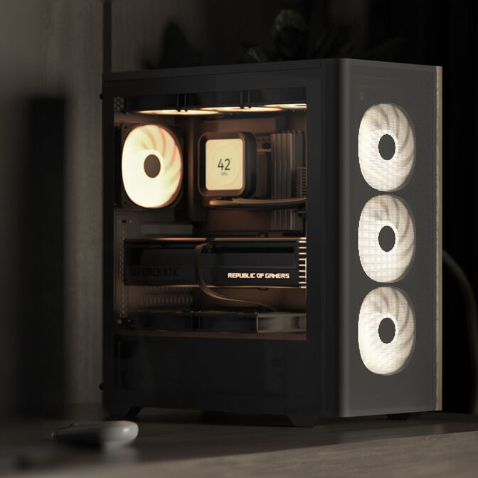 Aerocool D501A PC-Geh&auml;use, Midi-Tower, ATX, Tempered Glass - schwarz image number 7