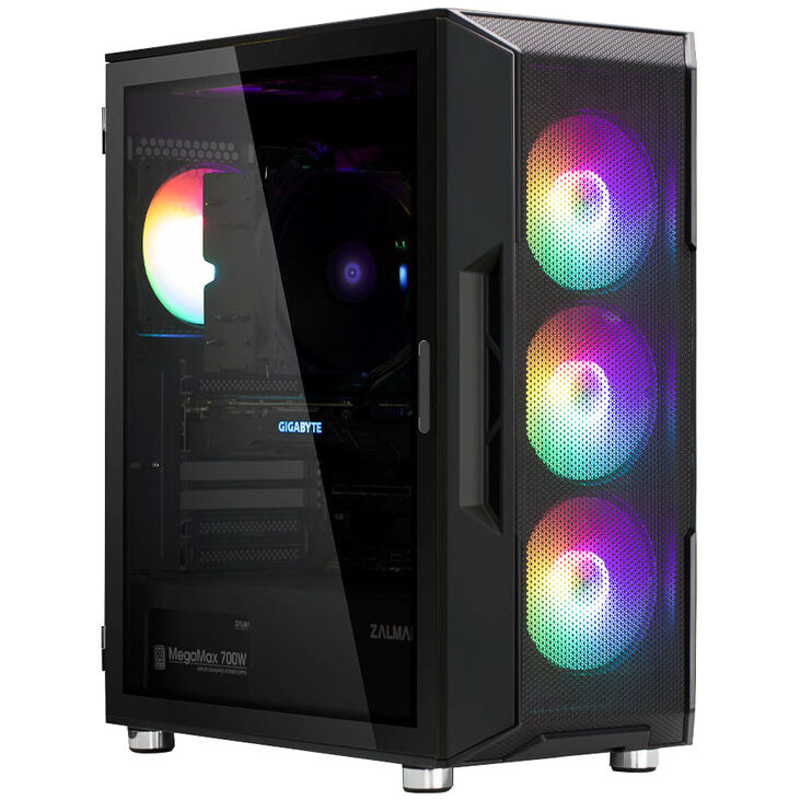 Zalman i3 Neo PC Case, Mid Tower, ATX, RGB, Tempered Glass - black image number 2