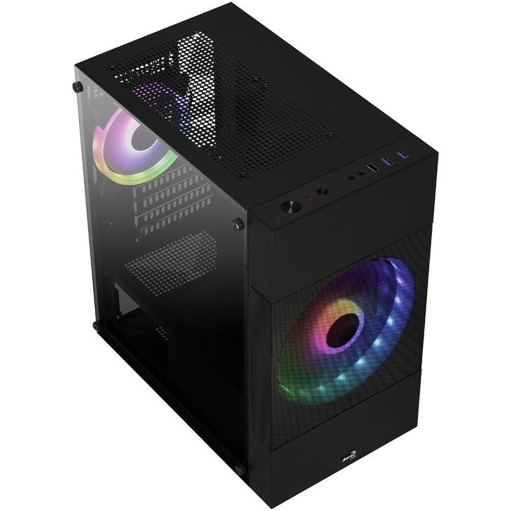 Aerocool Atomic Lite v2 Micro-ATX Gehäuse, RGB, Tempered Glass - schwarz image number 1