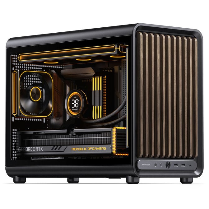 Jonsbo D33 Wood PC Case, Mini Case, mATX, Tempered Glass - Black, Wood image number 3