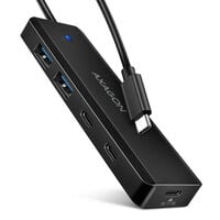 AXAGON HUE-C2C 2x USB3.2 Gen 1 + 2x USB-C 5Gbps travel hub, USB-C power IN, with 19cm Type-C cable