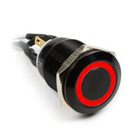 Impactics Vandalismustaster 19mm, IP65, rote LED - schwarz
