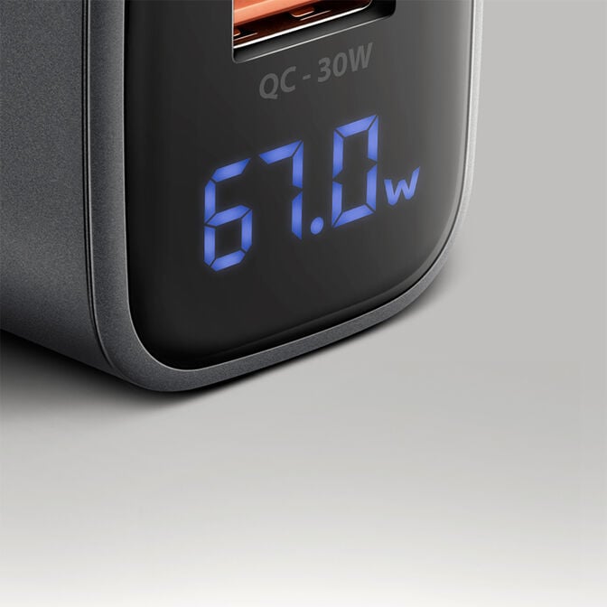 AXAGON ACU-PQ67D GaN Charger, USB-C Power Delivery 3, USB-A Quick Charge 4 - grey image number 4